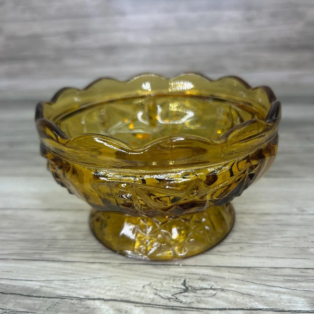 Vintage Indiana Glass Amber Stars & Bars Fairy Lamp Light Base Only